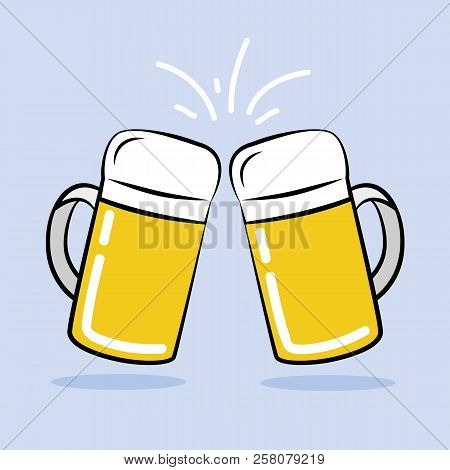 Toast With Two Beer Mugs On Blue Background Vector Illustration Eps10
