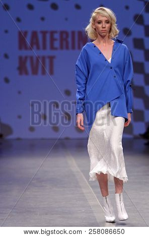 Kyiv, Ukraine - September 3, 2018: Model Presents A Creation By Designer Katerina Kvit During Ukrain