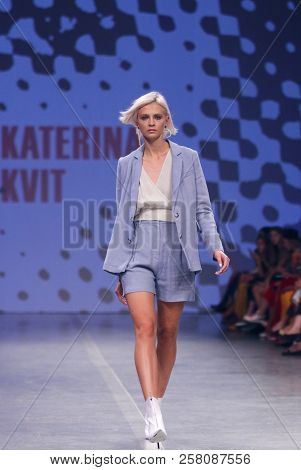 Kyiv, Ukraine - September 3, 2018: Model Presents A Creation By Designer Katerina Kvit During Ukrain