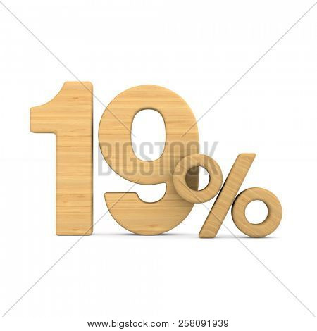 nineteen percent on white background. Isolated 3D illustration
