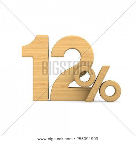 twelve percent on white background. Isolated 3D illustration