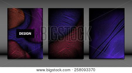 Abstract Wave Shapes. Cover Design Templates Set With Vibrant Gradient And Volume Effect In Futurist