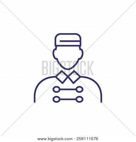 Porter Line Icon. Doorkeeper, Uniform, Bellboy. Hospitality Concept. Vector Illustration Can Be Used