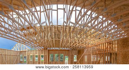 Wide Angle Of Building Interior Contstruction Pano