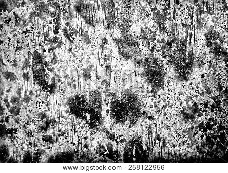 Grunge Overlay Texture. Black Paint Streaks On White Background. Distressed Abstract Design. Messy D