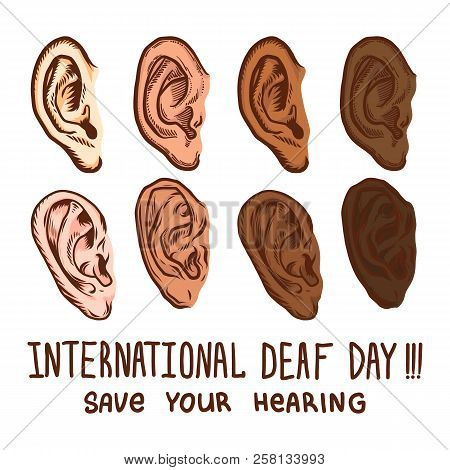 International Deaf Day Icon Set. Hand Drawn Illustration Of International Deaf Day Vector Icon Set F