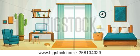 Interior Room Concept Background. Cartoon Illustration Of Interior Room Vector Concept Background Fo