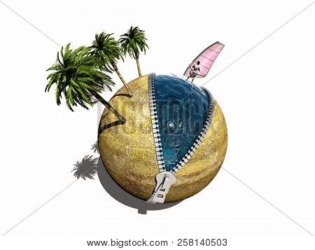 The model of the globe with lock zipper. on a white background,3d render