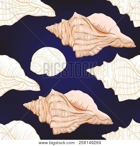 Sea World Seamless Pattern, Background. Stock Vector Illustration.