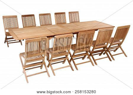 Teak Garden Furniture Isolated In White Background