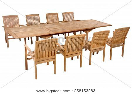 Teak Garden Furniture Isolated In White Background