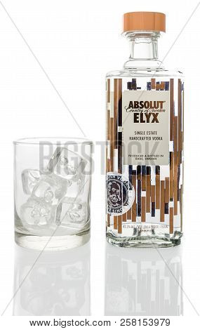 Winneconne, Wi - 7 September 2018: A Bottle Of Absolut Elyx Single Estate Handcrafted Vodka From Swe
