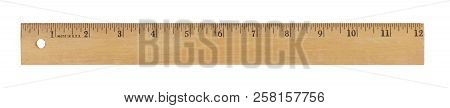 12 Inch Wood Ruler Isolated On A White Background
