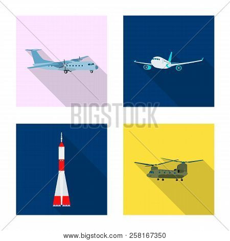 Vector Illustration Of Plane And Transport Icon. Set Of Plane And Sky Vector Icon For Stock.
