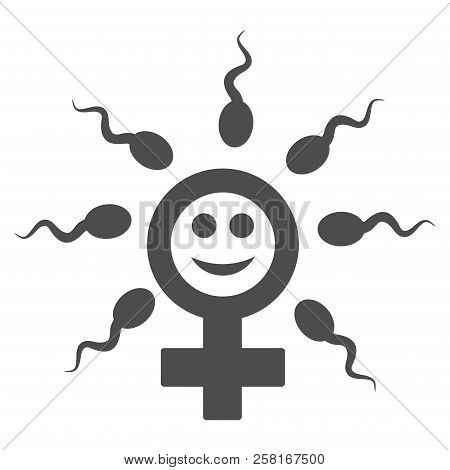 Happy Insemination Vector Pictograph. Style Is Flat Graphic Grey Symbol.