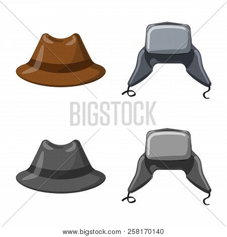 Vector Design Of Headwear And Cap Symbol. Set Of Headwear And Accessory Vector Icon For Stock.