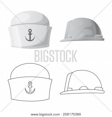 Vector Design Of Headgear And Cap Logo. Set Of Headgear And Accessory Vector Icon For Stock.