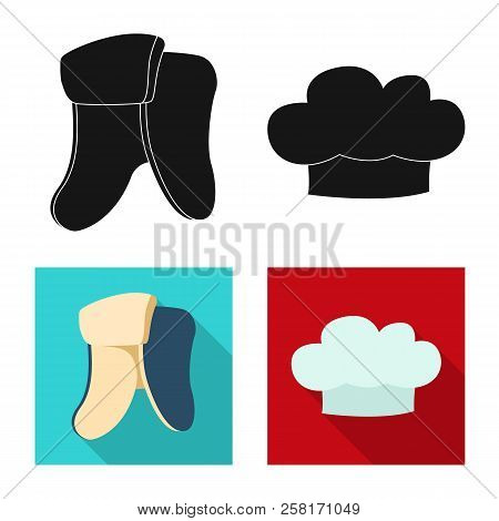 Vector Illustration Of Headgear And Cap Sign. Set Of Headgear And Accessory Vector Icon For Stock.