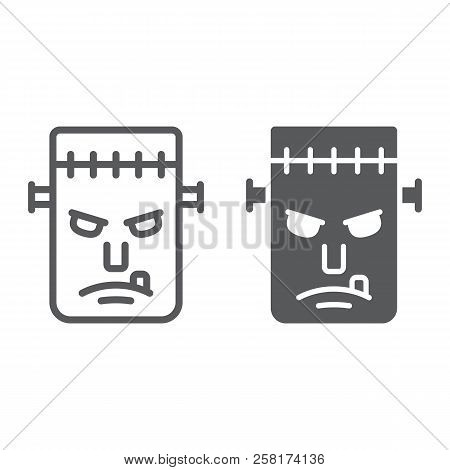 Frankenstein Line And Glyph Icon, Monster And Halloween, Zombie Sign, Vector Graphics, A Linear Patt