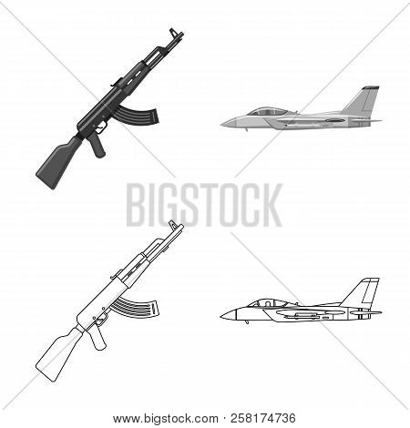 Isolated Object Of Weapon And Gun Logo. Set Of Weapon And Army Stock Vector Illustration.