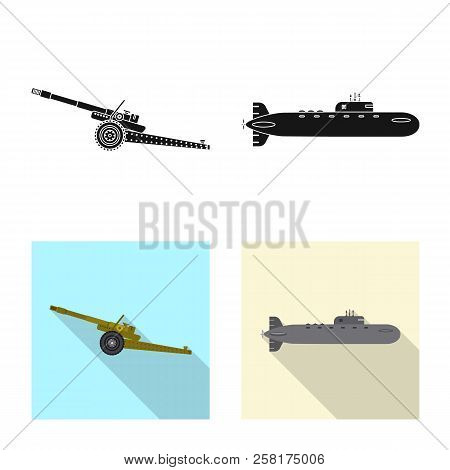 Vector Illustration Of Weapon And Gun Sign. Collection Of Weapon And Army Stock Vector Illustration.