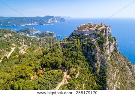 Old Ruins Of Angelokastro Fortress, Corfu Island, Greece