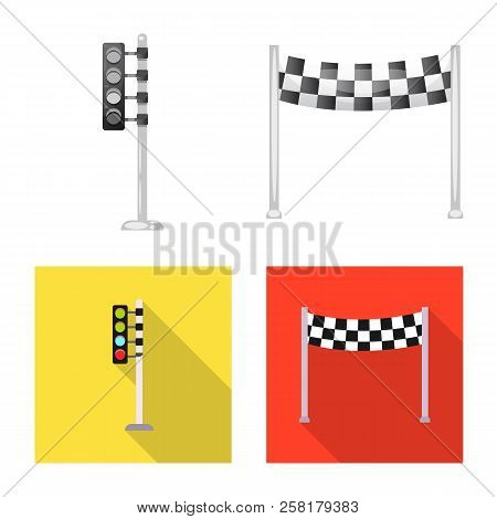 Vector Illustration Of Car And Rally Sign. Set Of Car And Race Stock Vector Illustration.