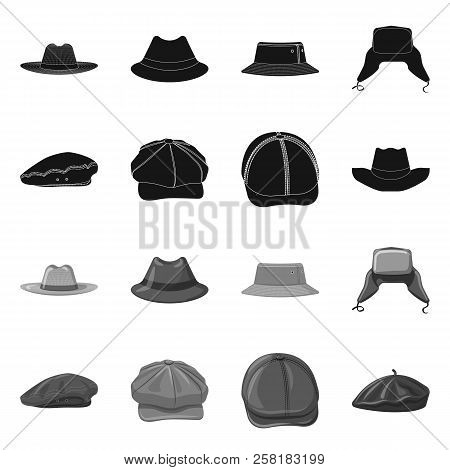 Vector Design Of Headwear And Cap Sign. Set Of Headwear And Accessory Stock Vector Illustration.