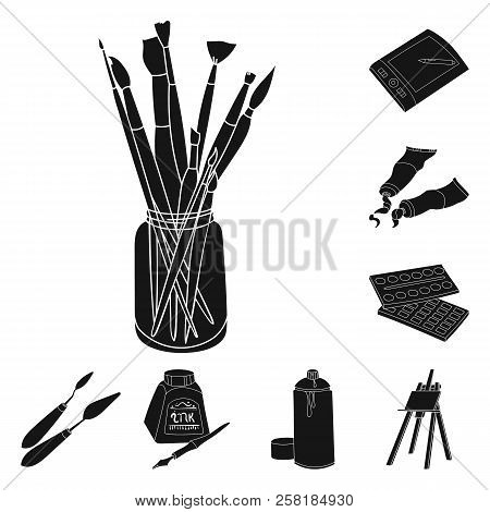 Painter And Drawing Black Icons In Set Collection For Design. Artistic Accessories Vector Symbol Sto