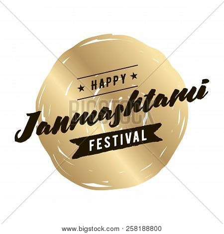 Happy Janmashtami. Vector Logo Design. Usable As Background, Banner, Greeting Card, T-shirt, Print. 