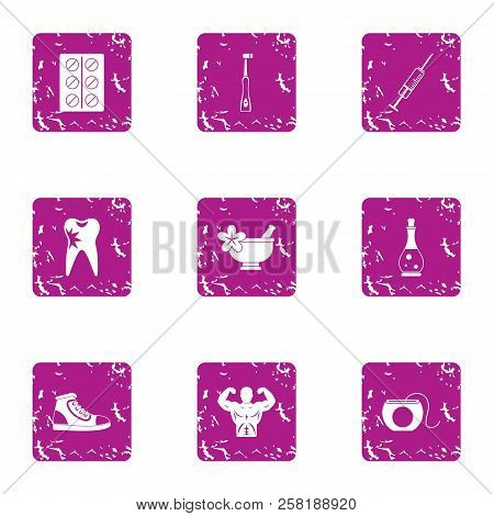 Lozenge Icons Set. Grunge Set Of 9 Lozenge Vector Icons For Web Isolated On White Background