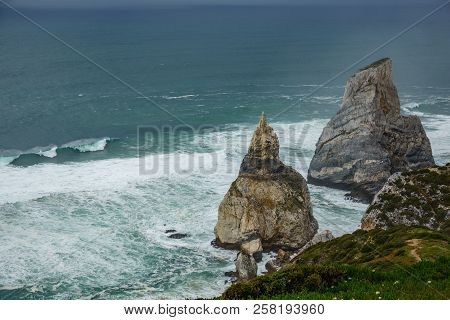 Praia Da Ursa Beach Top View Over Atlantic Ocean