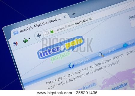 Ryazan, Russia - September 09, 2018: Homepage Of Inter Pals Website On The Display Of Pc, Url - Inte