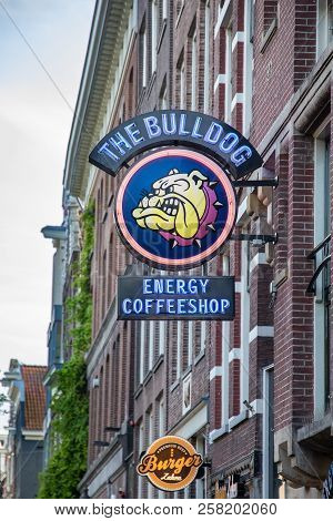 The Famous Coffeshop Bulldog In Amsterdam City, Netherlands