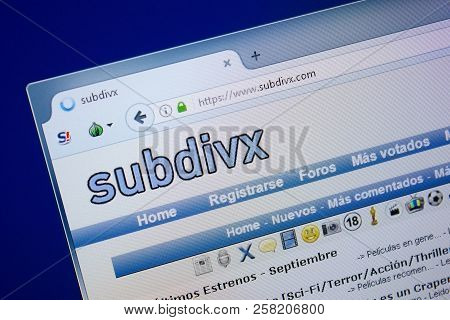 Ryazan, Russia - September 09, 2018: Homepage Of Sub Divx Website On The Display Of Pc, Url - Subdiv