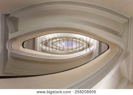Stairwell Building, Oval Staircase Inside A Building