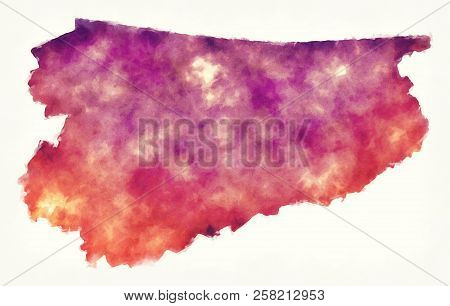 Warmian-masurian Voivodeship Watercolor Map Of Poland In Front Of A White Background