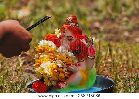 Ganesha Puja Before Its Immersion Inside Water Pune, India