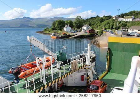 Lochaline, Scotland, July 29 2018: Arriving By Ferry At Lochaline In Morvern In The Scottish Highlan
