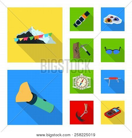 Vector Design Of Mountaineering And Peak Symbol. Collection Of Mountaineering And Camp Vector Icon F