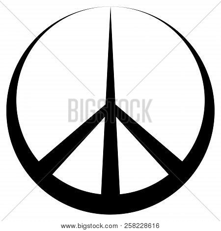 Peace Symbol Pacific Conciliatory Sign, Vector Symbol Of Disarmament And Anti War Movement
