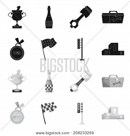 Vector Design Of Car And Rally Logo. Set Of Car And Race Vector Icon For Stock.