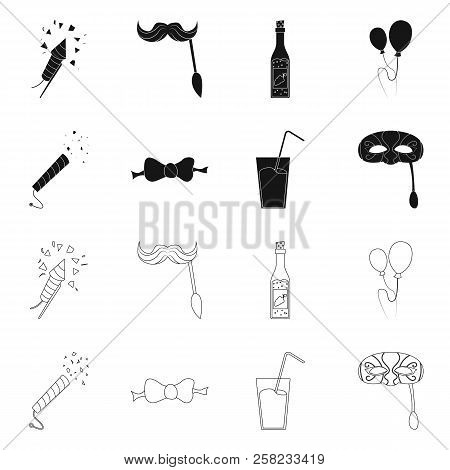 Vector Design Of Party And Birthday Logo. Set Of Party And Celebration Vector Icon For Stock.