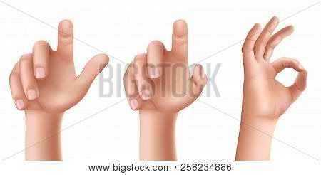 Set Of Illustrations Of Male Or Female Hands With A Raised Index Finger Pointing Upwards And A Gestu