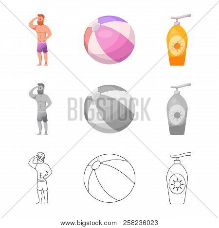 Vector Illustration Of Pool And Swimming Logo. Set Of Pool And Activity Vector Icon For Stock.