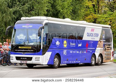 Ruzomberok, Slovakia - September 14: Pro Cycling Team Bus Tour At Second Stage Of Tour De Slovakia O