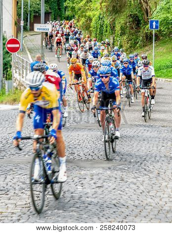 Ruzomberok, Slovakia - September 14: Peloton At Second Stage Of Tour De Slovakia On  September 14, 2