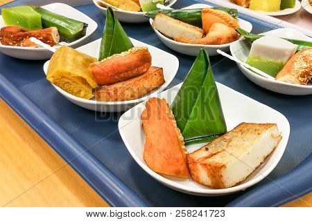 Assorted Malaysia Nyonya Kuih Kueh Served On Plate