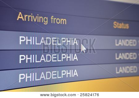 Fly ankommer fra Philadelphia