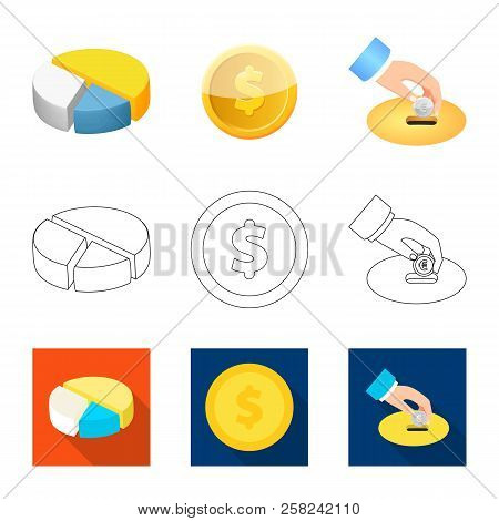 Vector Design Of Bank And Money Icon. Set Of Bank And Bill Vector Icon For Stock.